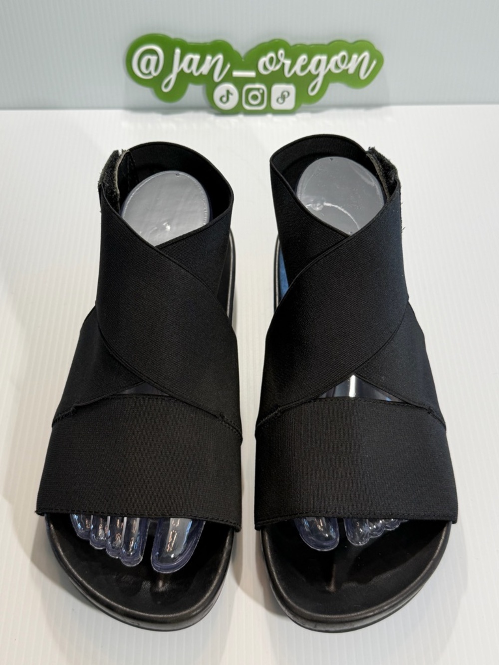 Women's Black Elastic Wraparound Sandals Velcro closure, size 9.5